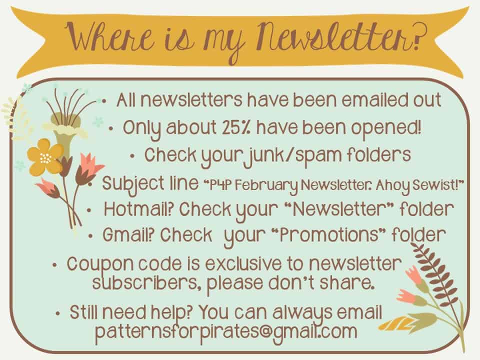 Have you signed up for our Newsletters? - Patterns for Pirates