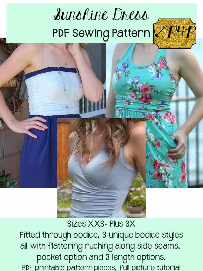 Bustier Dress PDF Sewing pattern - Size XS - L - Pretty