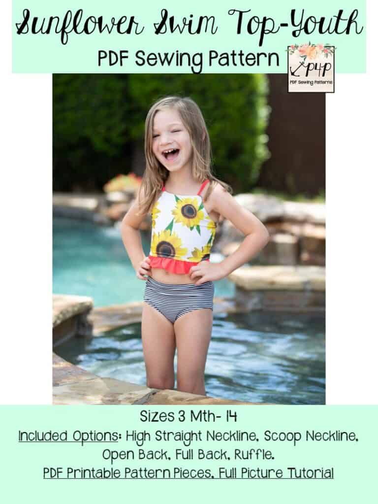 Sunflower Swim Top- Youth - Patterns for Pirates