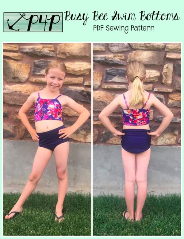 Busy Bee Swim Bottoms-PDF Sewing Pattern by Patterns for Pirates- Complete  Sew Up Ruched Fully Lined 