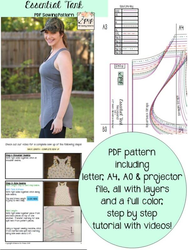 Form fitting racer back tank top free pdf sewing pattern – Tiana's