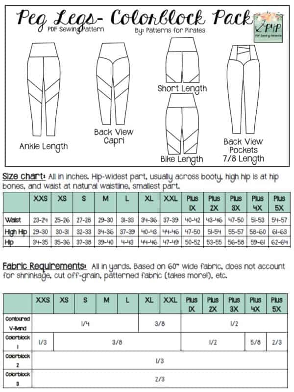 Peg Legs- Colorblock Pack - Patterns for Pirates