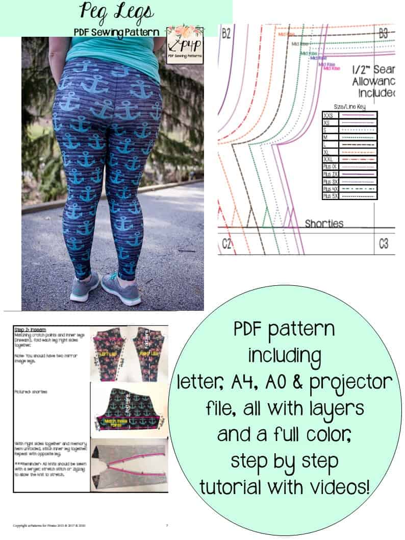 Moto Leggings Knit Pants Jeggings PDF Sewing Pattern for Children 